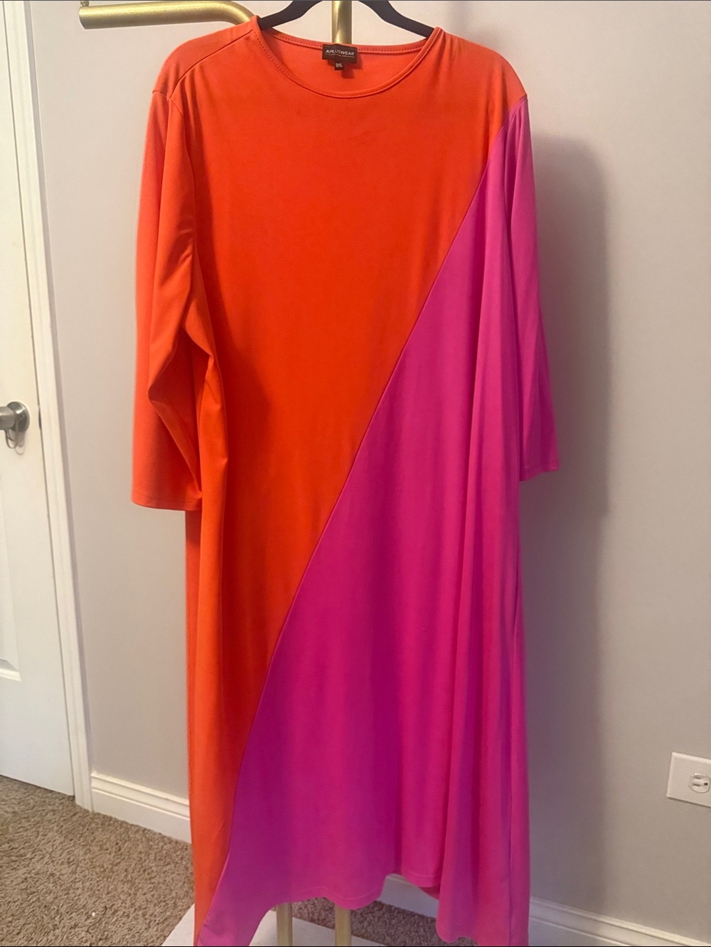 Orange & Pink Colorblock Maxi Dress Sz 3x